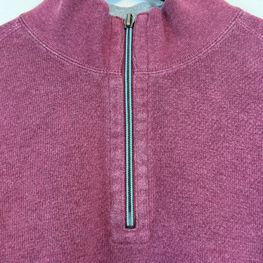 Tommy Bahama Mens XL Quarter Zip Pullover Burgundy Heather Mock Neck Marlin Logo